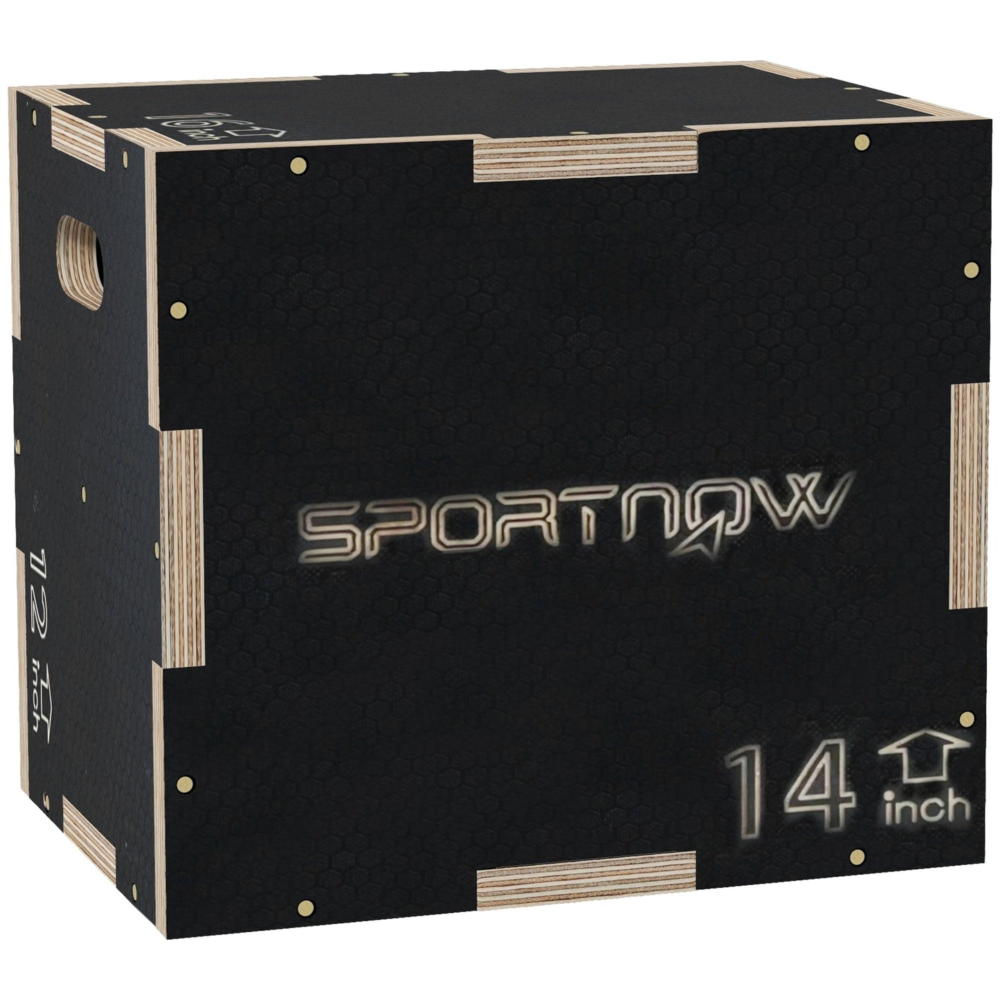 3-Height Plyometric Jump Box in Non-Slip Wood, 41-36-31cm, Black