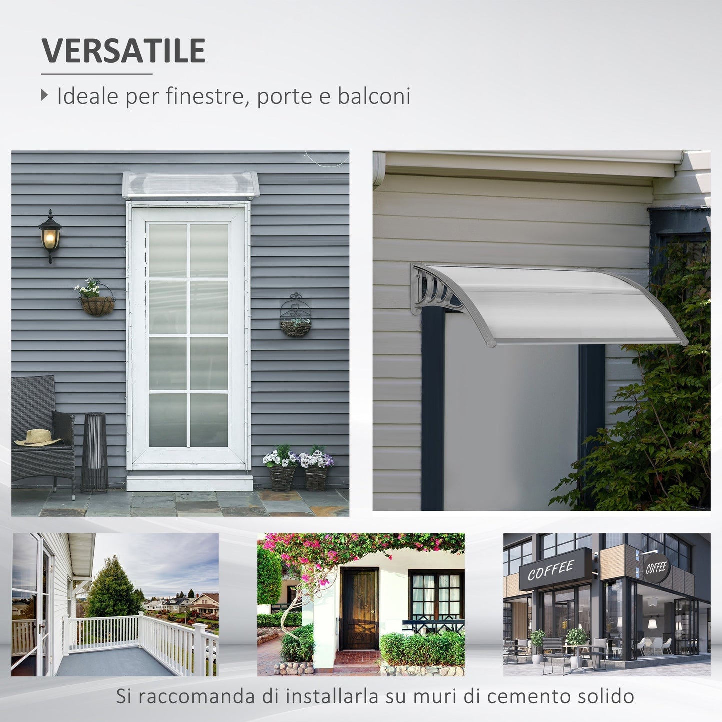 100x80cm Anti-UV Polycarbonate Outdoor Canopy for Doors and Windows