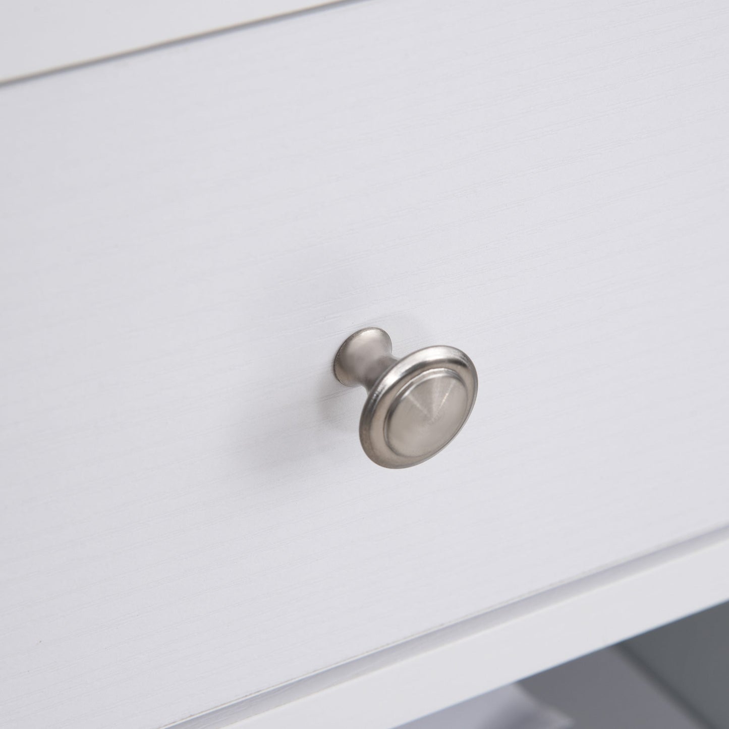 Wooden Printer Cabinet with 4 Wheels, Adjustable Shelf and CPU Tray, White