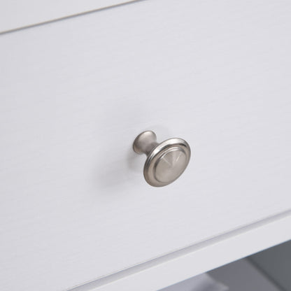 Wooden Printer Cabinet with 4 Wheels, Adjustable Shelf and CPU Tray, White