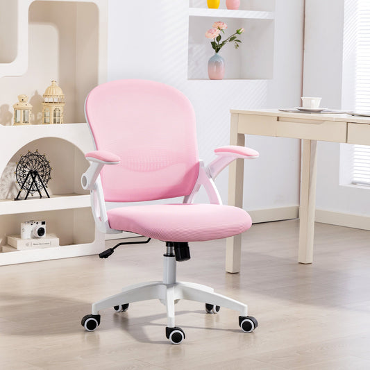 Ergonomic and Adjustable Office Chair with Mesh Backrest and Padded Seat, 65.5x61.5x88-97.5 cm, Pink