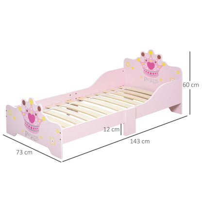 Children's Bed with Raised Edges and 6 Wooden Legs for Children's Bedroom, Cot for Children from 3-6 Years, 143x73x60cm, Pink