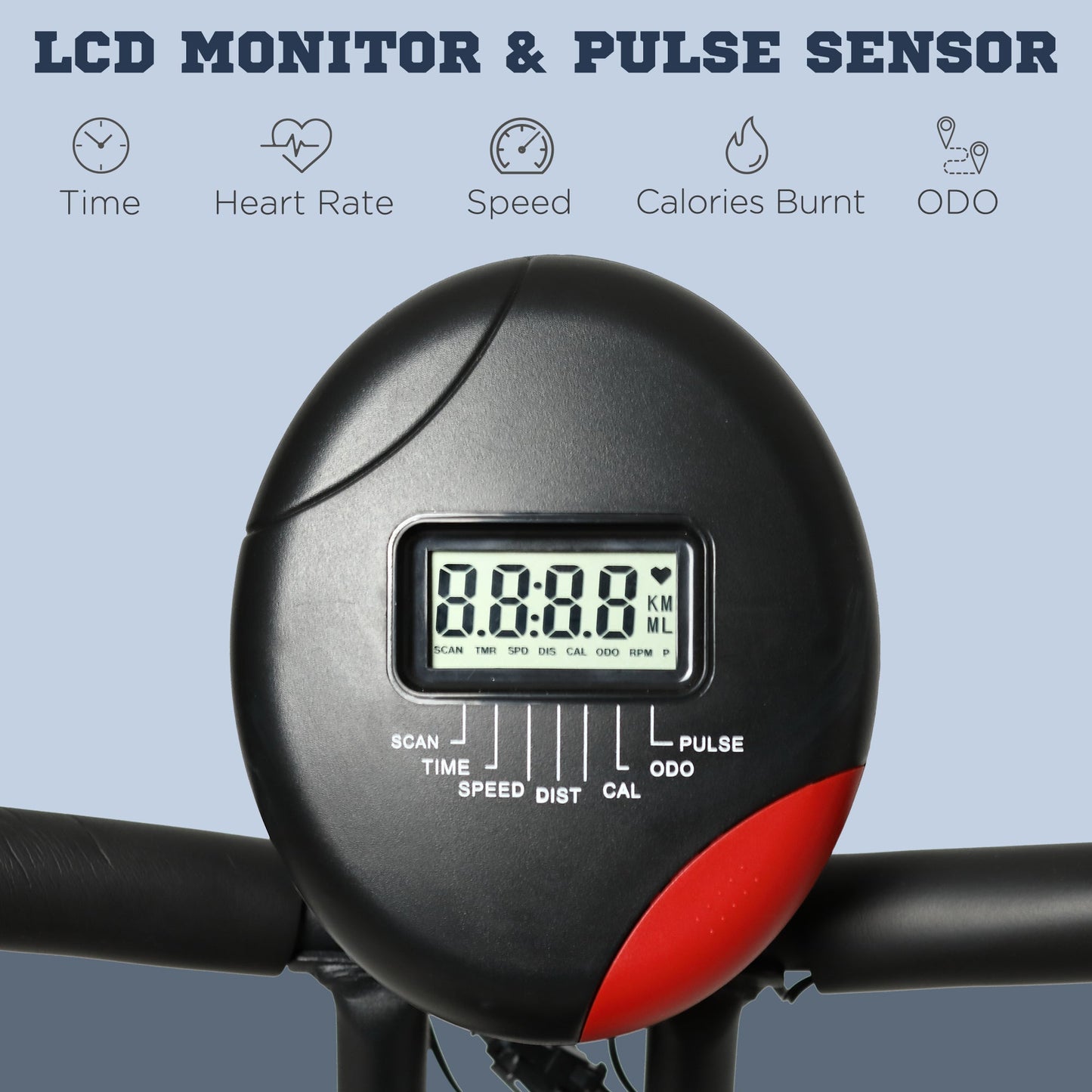 Professional Exercise Bike with Adjustable Resistance and Height, in Steel and PP, 41x86x112 cm, Black