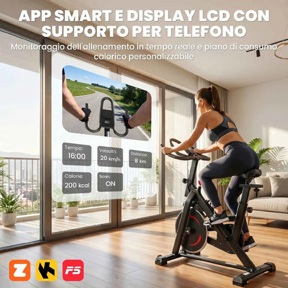 SPORTNOW Home Bike, Stationary with APP, Magnetic Resistance 0-100%