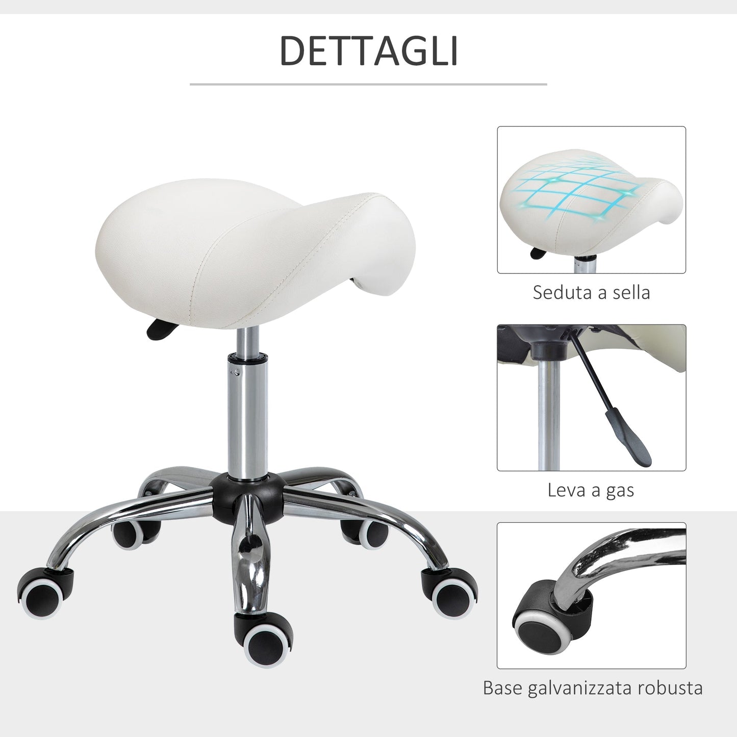 Stool for Beautician Hairdresser Happy Seat Sella 52 × 53 × 49-61cm cream
