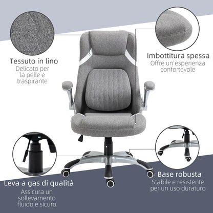 Breathable Fabric and Steel Reclining Office Chair with Adjustable Height, 68x76x109-117 cm