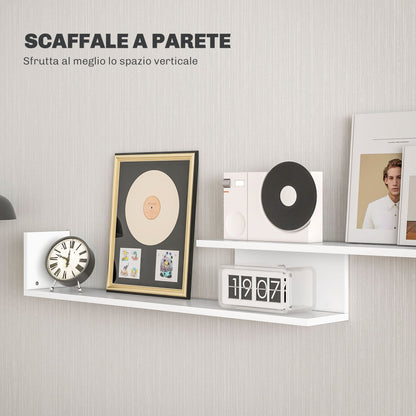 TV Cabinet with Wall Shelf, Open Shelves and Wooden Cabinet, Black and White