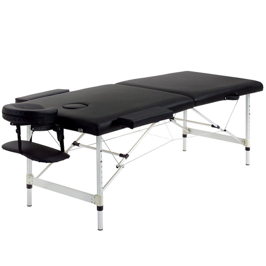 Professional Foldable Massage Table, Massage Table with Adjustable Height and Carrying Bag for Beautician and Therapist, Black
