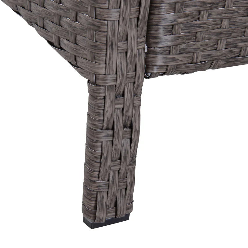 Garden Furniture Set 2 Armchairs 2 Footstools 1 Coffee Table in Tempered Glass Rattan Grey