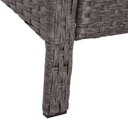 Garden Furniture Set 2 Armchairs 2 Footstools 1 Coffee Table in Tempered Glass Rattan Grey