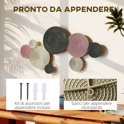 8-Disc 3D Metal Wall Art, 110x7x58 cm, Bronze, Orange and Yellow