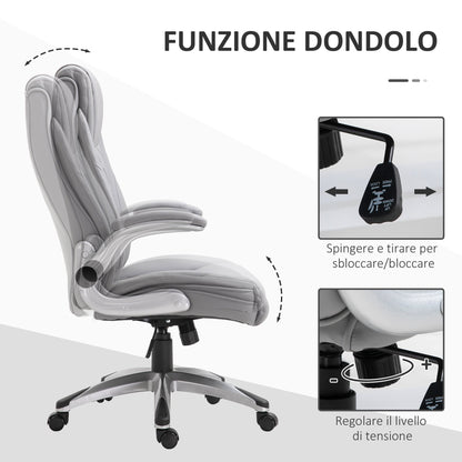 Ergonomic Office Chair with Padding, Adjustable Height and 5 Wheels, 70x71x113-121 cm, Grey