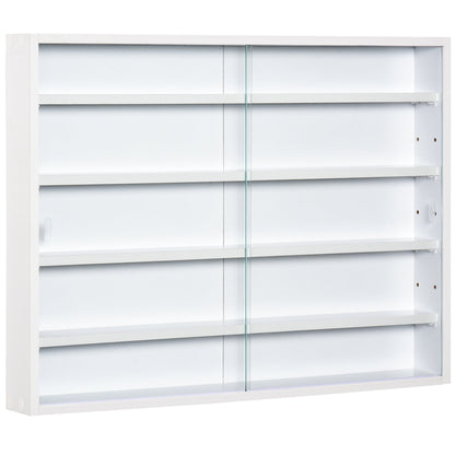 Modern Display Cabinet for Collectibles 5 Shelves, Storage Display Case with Adjustable Shelves, 80x9.5x60cm, White