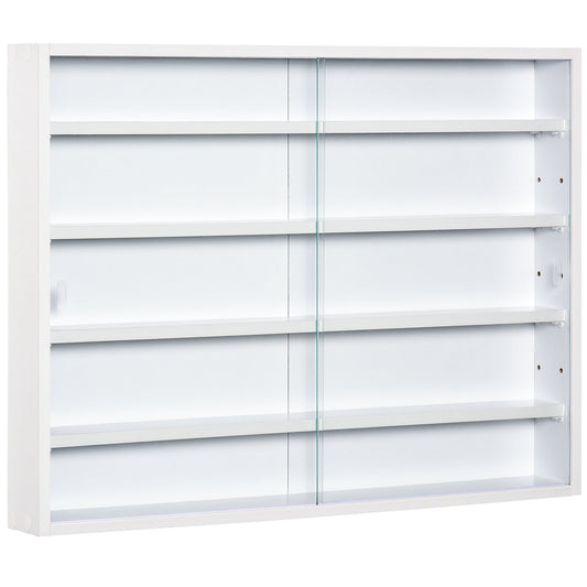 Modern Display Cabinet for Collectibles 5 Shelves, Storage Display Case with Adjustable Shelves, 80x9.5x60cm, White