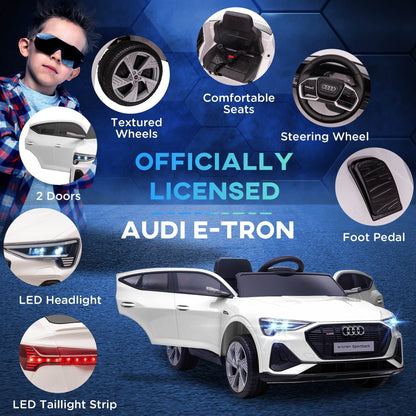 AUDI - 12V Electric Ride-On Toy Car for Kids with Remote Control, Speed 3-8km/h, Lights and Music, Age 3-5 Years, White