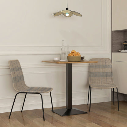 Set of 2 Boho Style Garden and Indoor Chairs with Low Backrest and PE Rattan Upholstery, Yellow