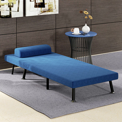 Armchair Bed with Adjustable Backrest in 5 Positions, in Linen Effect Fabric and Steel, 75x70x75 cm, Dark Blue