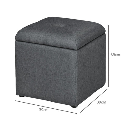 Soft Teddy Fabric Padded Storage Pouf for Living Room and Bedroom, 39x39x39cm, Grey