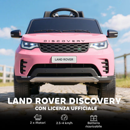 Electric Ride-On Toy Car for Kids, Land Rover License, with LED Headlights, Horn and Remote Control, 105x68.5x58 cm, Pink