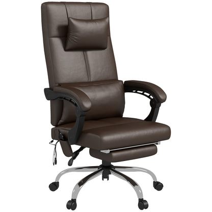 Height Adjustable Massage Office Chair with Footrest and Remote Control, 66x67x115-123 cm, Brown