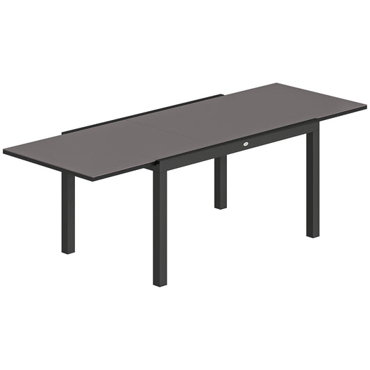 Extendable Garden Table for 8-10 People with Tempered Glass Top, Aluminum, 140/240x90 cm, Black