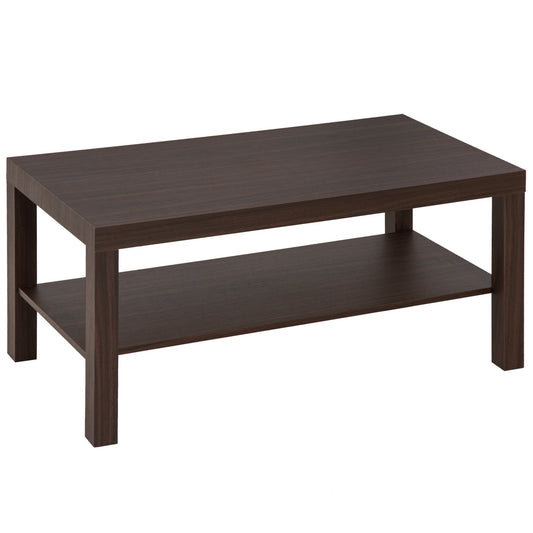 Classic Rectangular Coffee Table with Wooden Storage Shelf 90×45×44.5cm