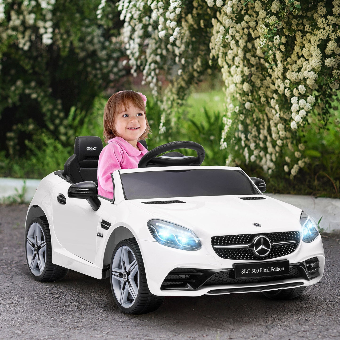 Electric Car for Children Licensed Mercedes SLC 300 with Remote Control, in PP and Metal, 107x62. 5x44 cm, White