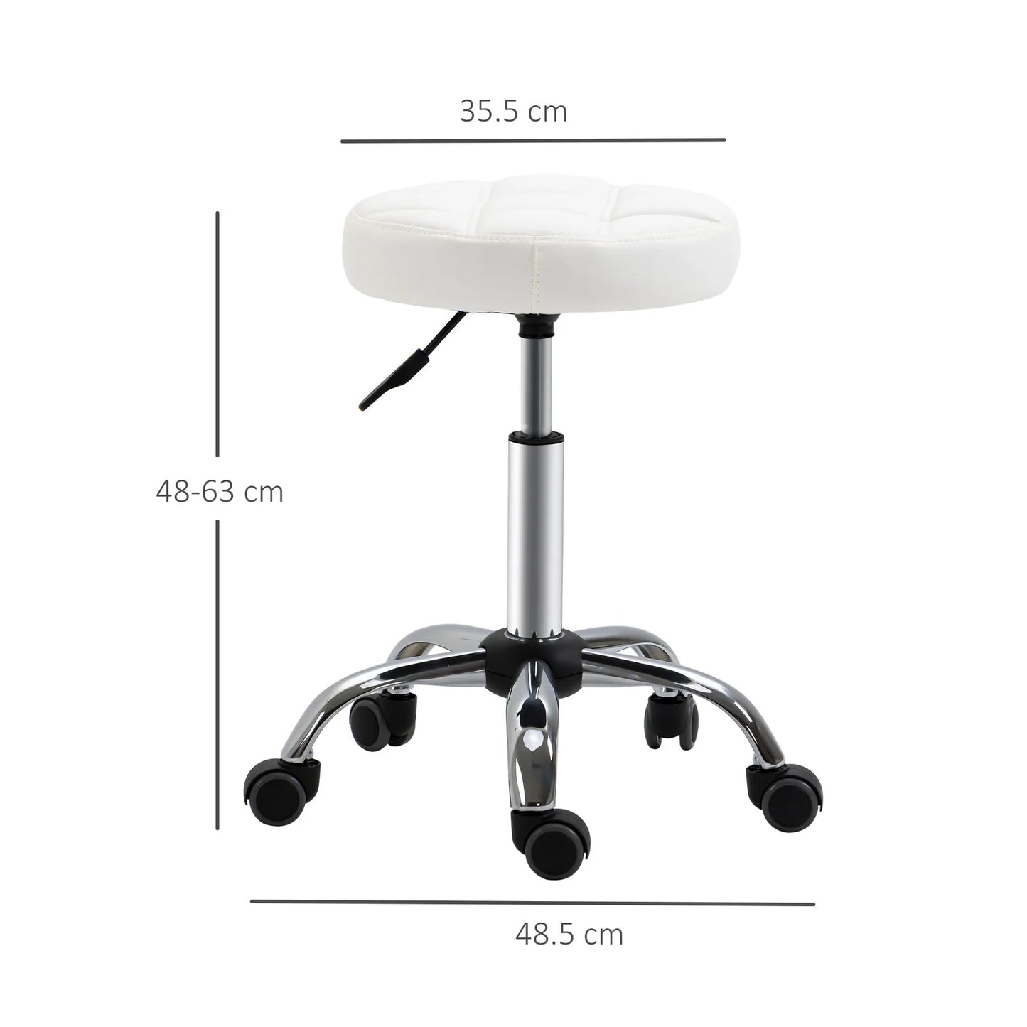 White Adjustable Beauty Stool with Wheels