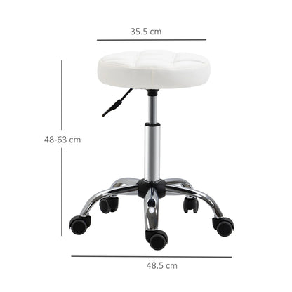 White Adjustable Beauty Stool with Wheels