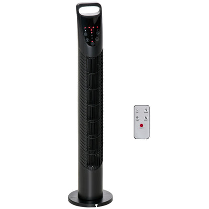 Column Fan with Remote Control up to 5m, 70° Oscillation with 3 Modes and 3 Speeds, 7.5h Timer, 40W Black, Ф18x78.5cm