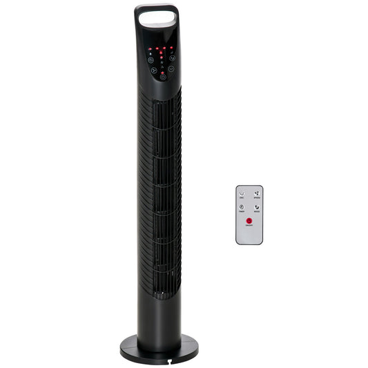 Column Fan with Remote Control up to 5m, 70° Oscillation with 3 Modes and 3 Speeds, 7.5h Timer, 40W Black, Ф18x78.5cm