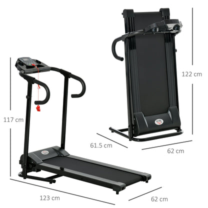 Folding Electric Treadmill Space Saving, Professional Treadmill with LCD Display, Speed 0.8-10km/h and 12 Programs, Power 500W, for Home and Office, Black