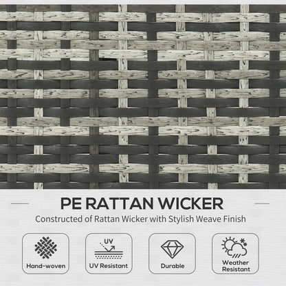 Garden Lounge Set with Sofa, Chaise Longue and Coffee Table in PE Rattan with Cushions, Grey