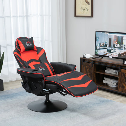 Gaming Chair with Massage, Footrest and Cushion, Faux Leather, 79.5 x 82.5 x 111.5 cm, Black and Red