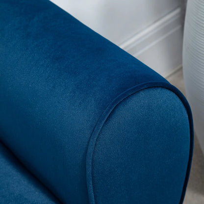 Upholstered Velvet Fabric Indoor Storage Bench with Armrests, 118x42x66cm - Blue