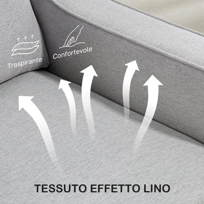 Modern and Space-Saving 2-Seater Sofa in Linen Effect Fabric, 136x77x86 cm;, Light Grey