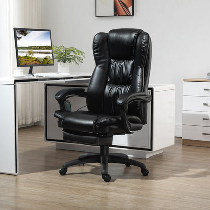 Height Adjustable Office Chair with 6 Massage Points, Faux Leather, 68.5x68. 5x113-121 cm, Black