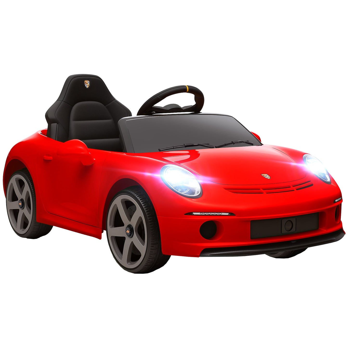 Officially Licensed RUF GT Ride-On Toy Car for Kids Ages 3-5, Remote Control, Seat Belt and Music, Red