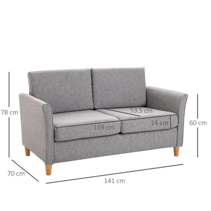 Sofa two seats Modern and compact line in Grey and wood linen (70cmx141cmx78cm)