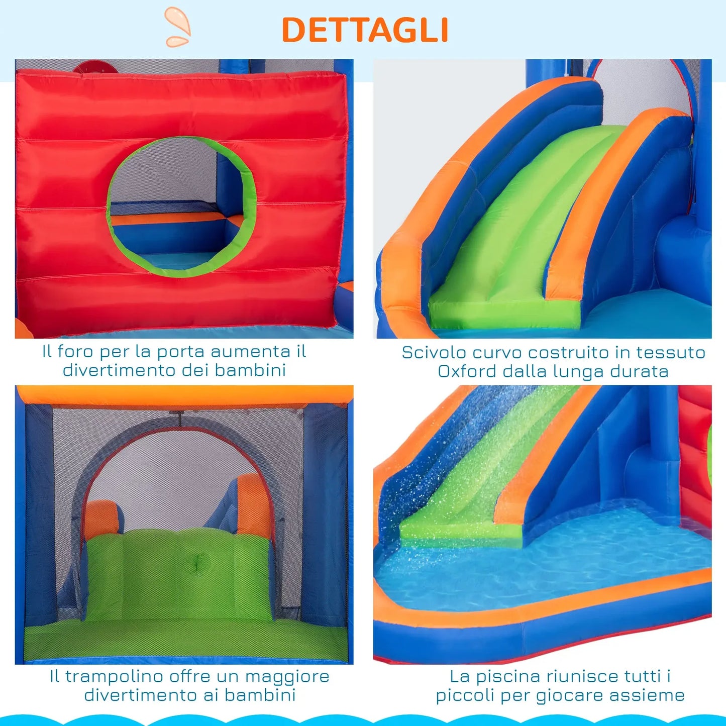 Inflatable Kids’ Castle with Slide, Trampoline & Pool