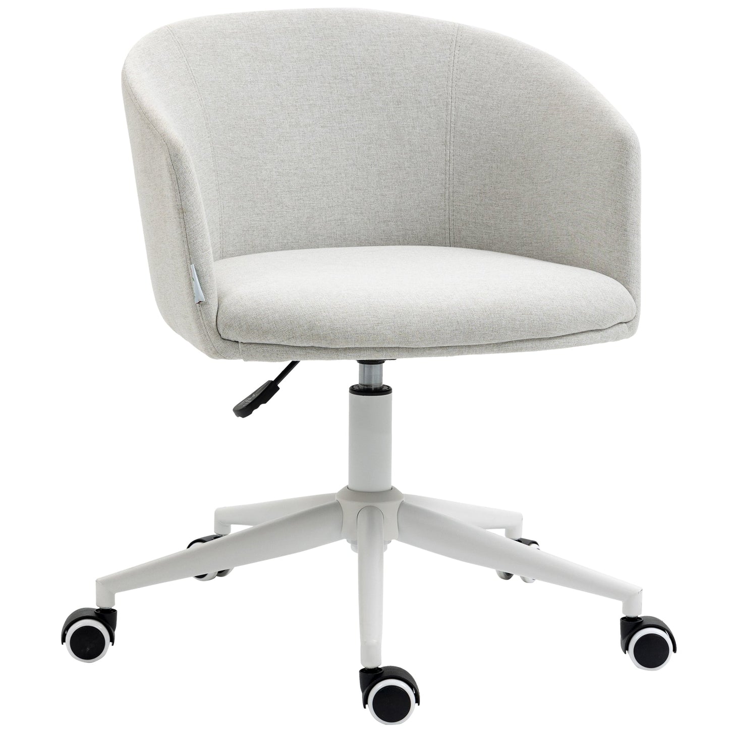 Height Adjustable Office Chair with Wheels and Swivel Fabric Seat, Light Grey