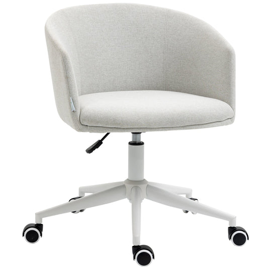 Height Adjustable Office Chair with Wheels and Swivel Fabric Seat, Light Grey