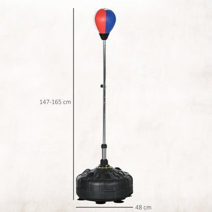 Floor Punching Ball with Fillable Base and Suction Cups, Adjustable Height from 147-165 cm, Black