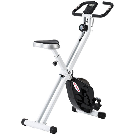 Folding Magnetic Exercise Bike, 8 Levels, LCD Display, Adjustable Wheels and Seat, Black