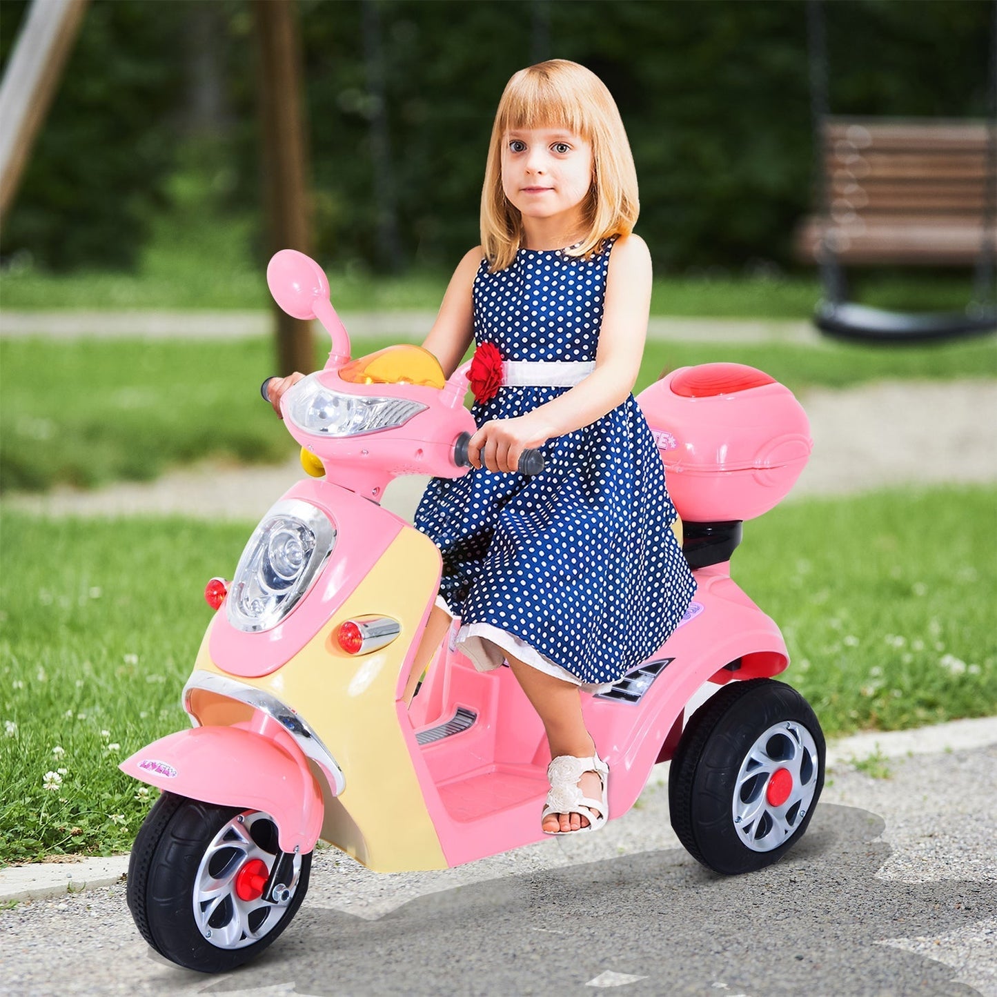 PINK MOTORINO | Children's Electric tricycle for 6v girls with lights and music, pink