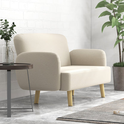 Modern 2-Seater Sofa Velvet Effect with Thick Padding, 140x74x79cm, Cream White