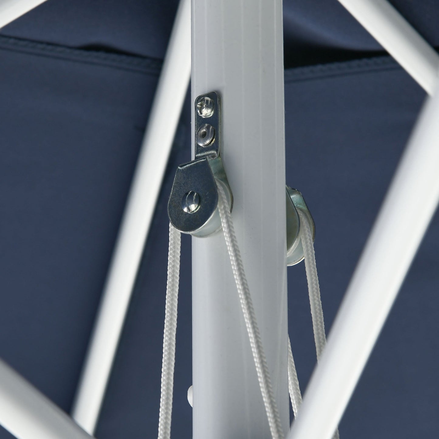 Adjustable Height Garden Umbrella in Metal and Polyester, Ø292x242 cm, Dark Blue