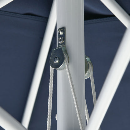 Adjustable Height Garden Umbrella in Metal and Polyester, Ø292x242 cm, Dark Blue