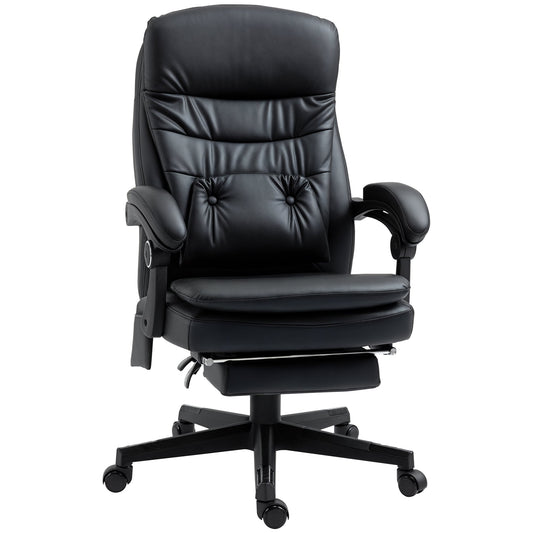 Faux Leather Massage Office Chair with USB Port, 64x69x107-115cm, Black