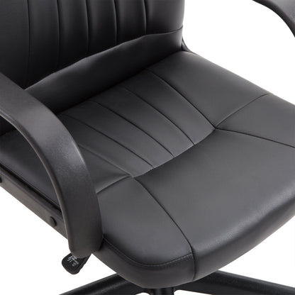 Ergonomic Swivel Office Chair, Height-Adjustable Faux Leather Office Chair, 60x60x94-103cm, Black
